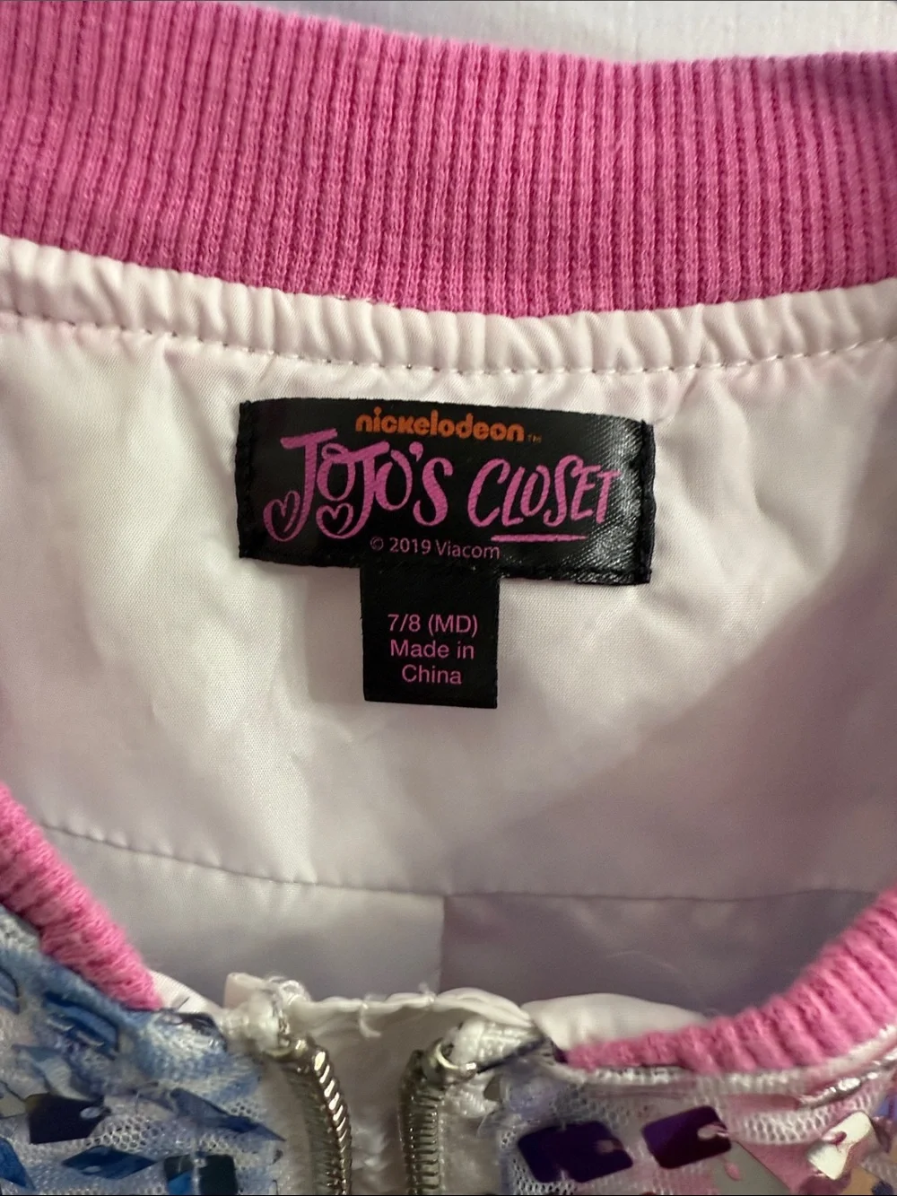 Justice Pink & Silver Sequin Dance Bomber Jacket